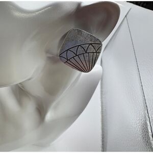 The Sak Silver-Tone & Black Square Geo-Design Clip-On Earrings